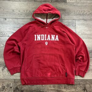 Vintage 90s Nike Indiana Hoosiers Spellout Center Swoosh Red Hoodie Men's Medium
